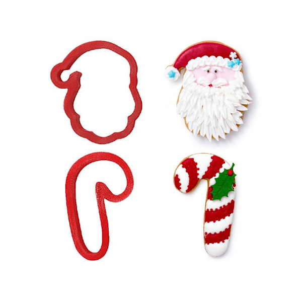 Tomte &amp; Candy Cane Utstickare Jul Julbak Kakmått - Decora Röd