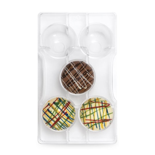 Semisfär Halvkupol med botten Pralinform 5st Polykarbonat Chokladform - Decora multifärg