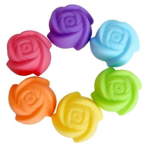 Rosformade Muffinsformar i Silikon 6-Pack Silikonformar Formar Runda Bullformar multifärg