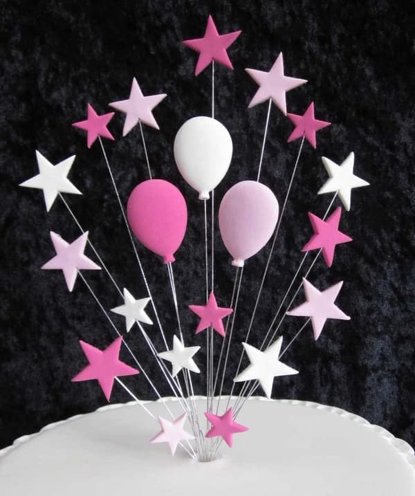 Cake Topper Stjärnor Ballonger multifärg