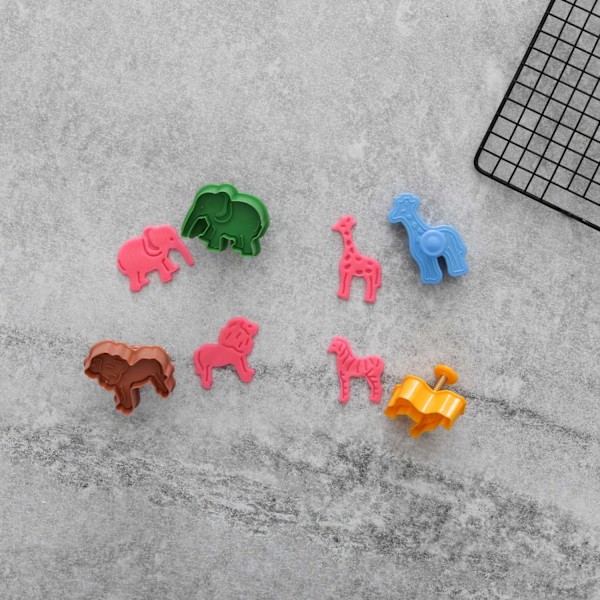 Vilda Djur Utstickare 4st | Plunger Giraff Lejon Elefant Zebra Gul