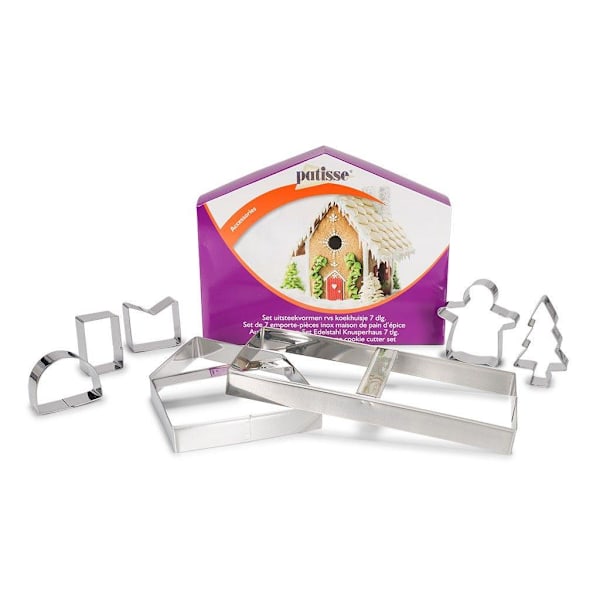 Patisse Mall Pepparkakshus Utstickare Kakmått 7 st Cookie Cutter Silver