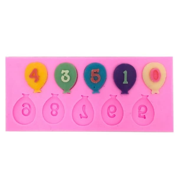 10 Ballonger Siffror 0-9 Silikonform multifärg