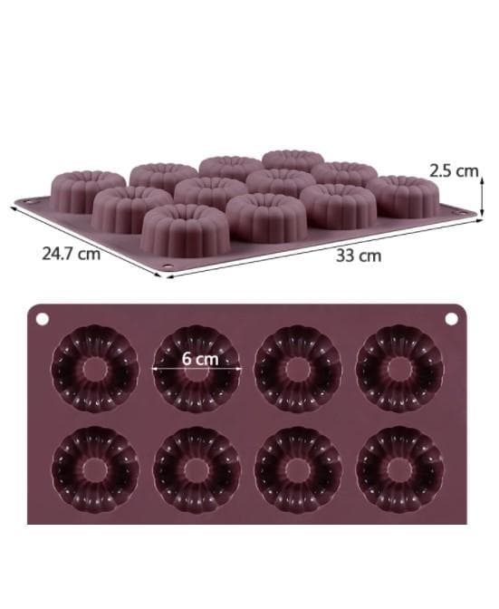 Mini Sockerkakor Munkar 12 st Silikonform | Mousseform grå