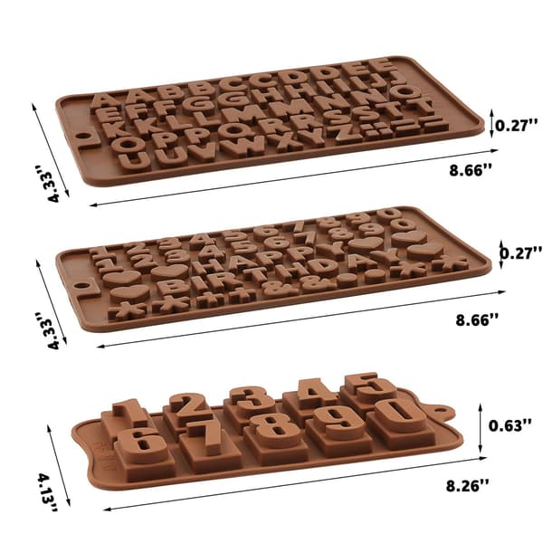 Silikonform Siffror Bokstäver Happy Birthday 3-pack Brun