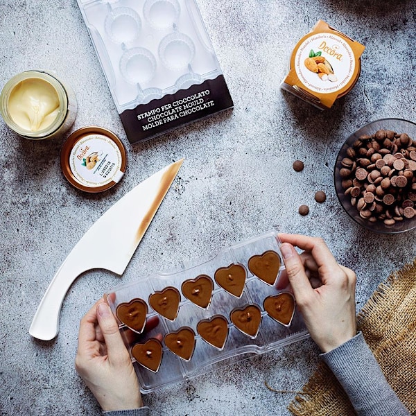 Hjärtan Pralinform 10st Polykarbonat Chokladform - Decora multifärg