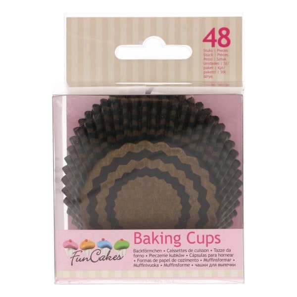 FunCakes Baking Cups -Chevron Gold- pk/48 Svart