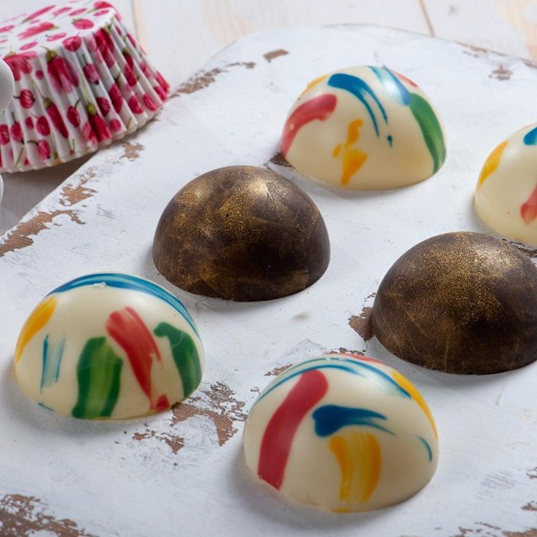 Semisfär Halvkupol Dome Pralinform 18st Polykarbonat Chokladform - Decora multifärg