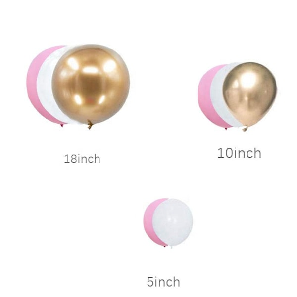 Ballongbåge Rosaguld | 77 st Rosa, Guld Konfetti & Vit Latex Ballonger Rosa