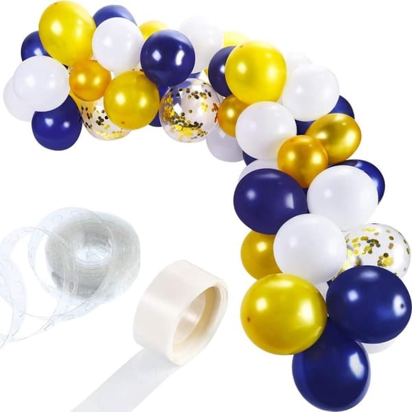 Ballongbåge 110st - Vit/Blå/Guld Blå