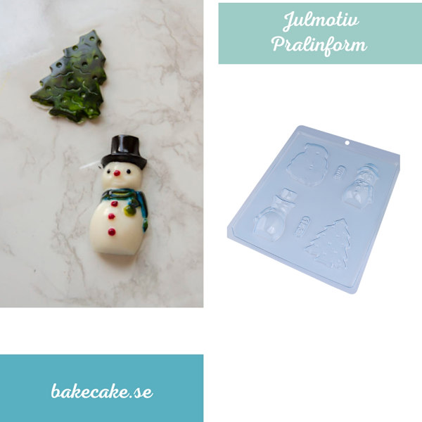 Pralinform Jul Tomte Snögubbe Gran - Chokladform - BWB 153 Transparent