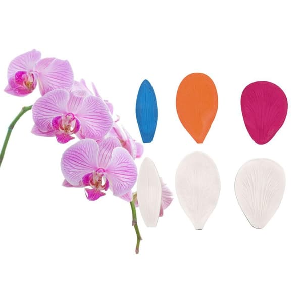 Orkidé Petal Veiner Set 3 Delar, Silikonform Grön