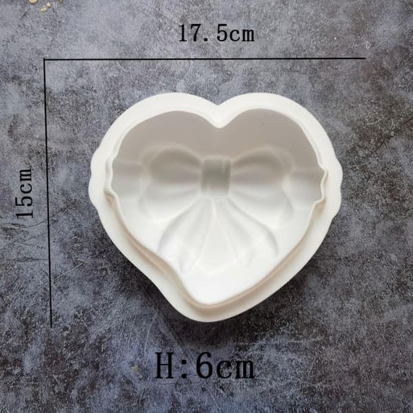 Hjärtsilikonform med Rosett – Hjärta Silikonform Vit
