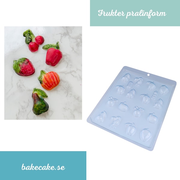 BWB Simple Mold - Miscelânea Frutas 152  - Pralinform Chokladform Frukt Transparent