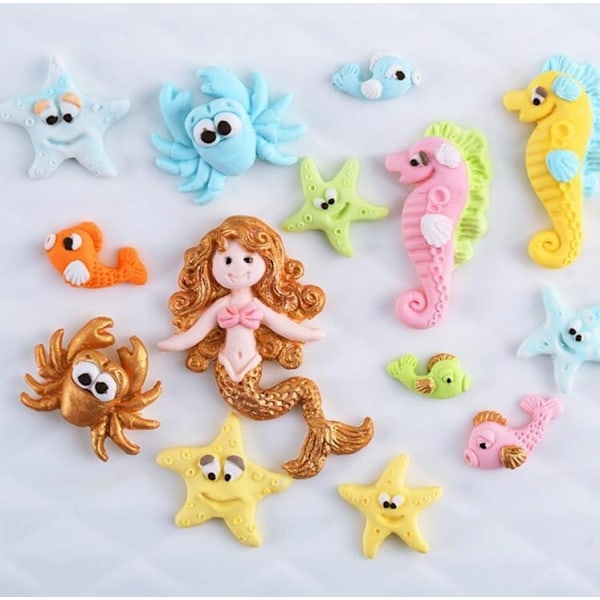 Sjöjungfru Mermaid Silikonform Sealife Form Gjutform Mynta