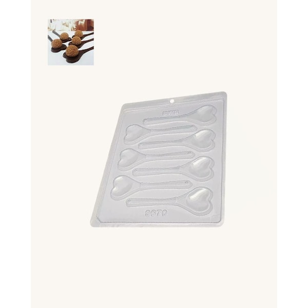 BWB Simple Mold - Colher Coração 9670 - Pralinform Chokladform Hjärtsked Transparent