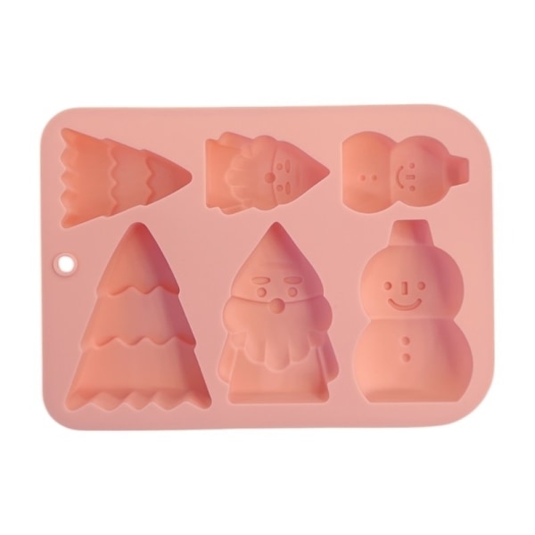Silikon Julform - Tomte, Snögubbe och Julgran Rosa