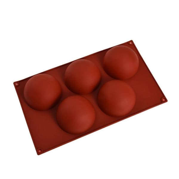 5 Halvklot SIlikonform Semisfär Mousseform Chokladform Pralinform Dome Brun