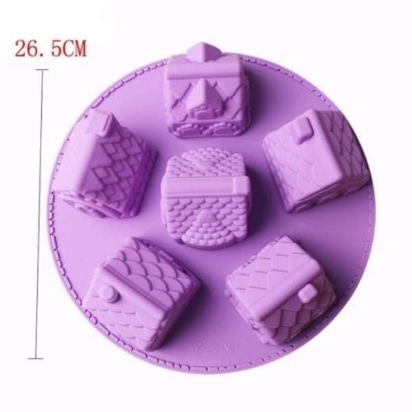 Små Hus Silikonform 3D Gjutform Mini Stugor By Stad Lila