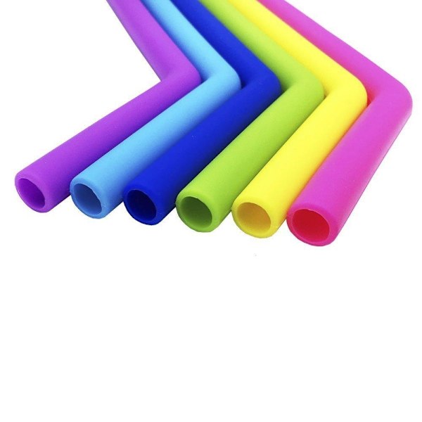 Sugrör i Silikon Silikonsugrör 12-Pack + 2st rengöringsborstar multifärg