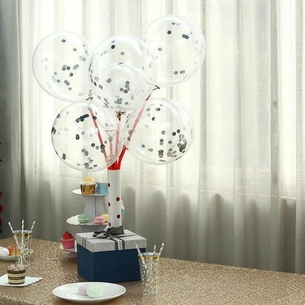 Konfettiballonger Silver 6-pack, 30cm Silver
