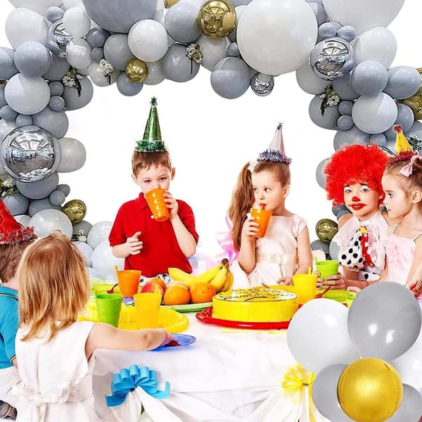 Ballongbåge - Vit/Grå/Guld Starka Ballonger Silver