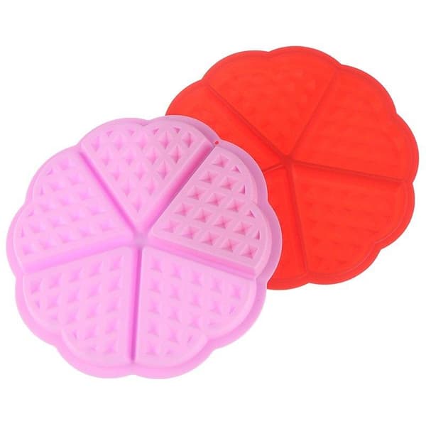 Silikonform Hjärta Våffla 2-pack Röd