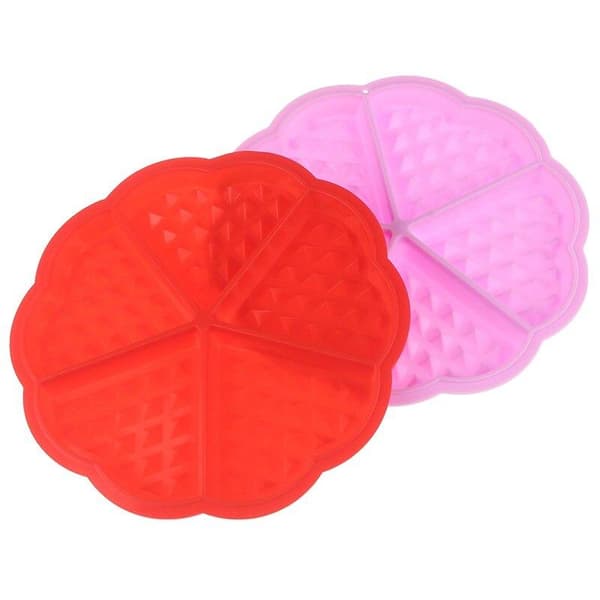 Silikonform Hjärta Våffla 2-pack Röd