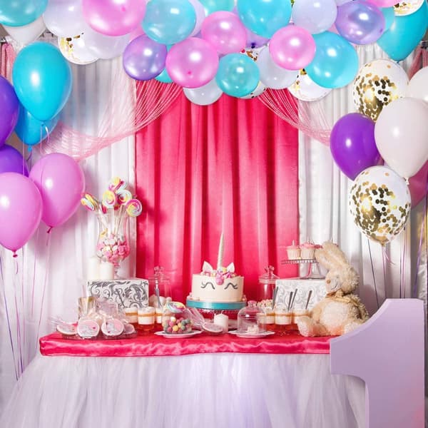 Ballongbåge - Blå/Rosa/Vit/Guld Confetti multifärg
