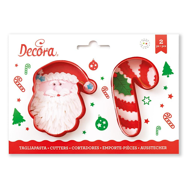 Tomte &amp; Candy Cane Utstickare Jul Julbak Kakmått - Decora Röd