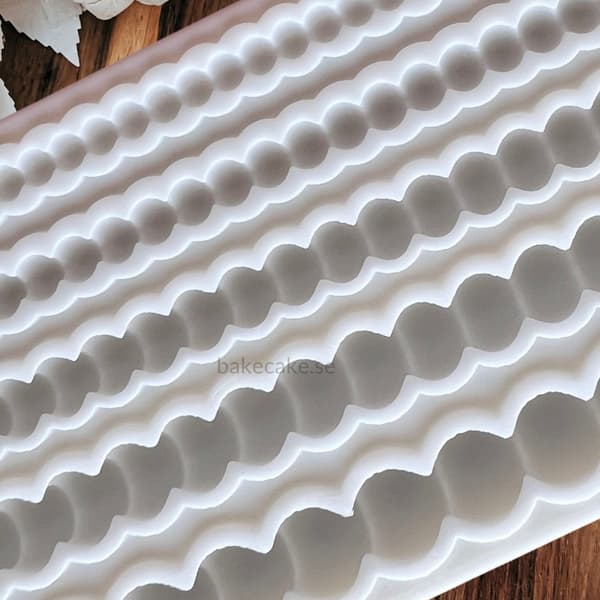 Pearl | Beadad Kant Silikonform – Multi-Storleks Beadad Strips Fondantform