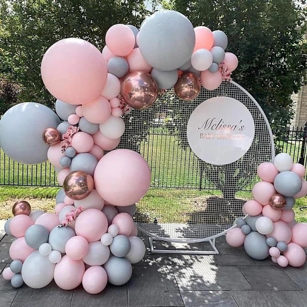 Ballongbåge - Rosa/Grå/Guld multifärg
