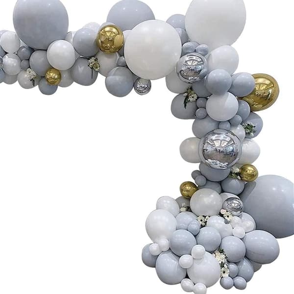 Ballongbåge - Vit/Grå/Guld Starka Ballonger Silver