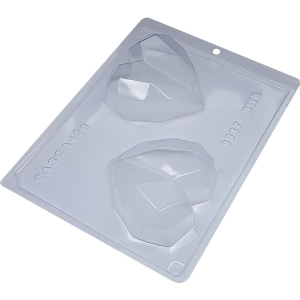 BWB 9837 - Special 3-Part Mold - Pralinform Diamant Hjärta 200g Chokladform Transparent