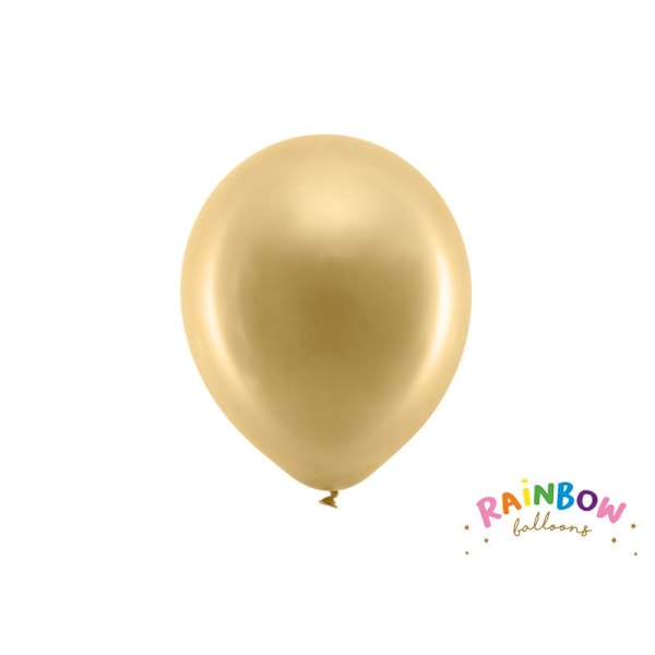 Guld Ballonger 23cm 10st Rainbow Guld