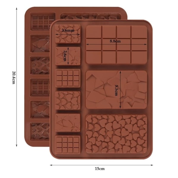 Silikon Chokladform - Hjärta, Sprucken Sten och Rutmönster Rosa