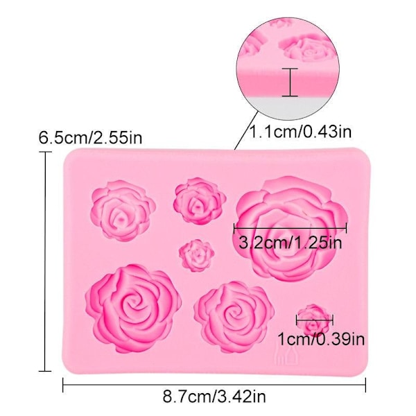 Rosor 7st Blommor Silikonform Gjuform Bakform Choklad Mynta