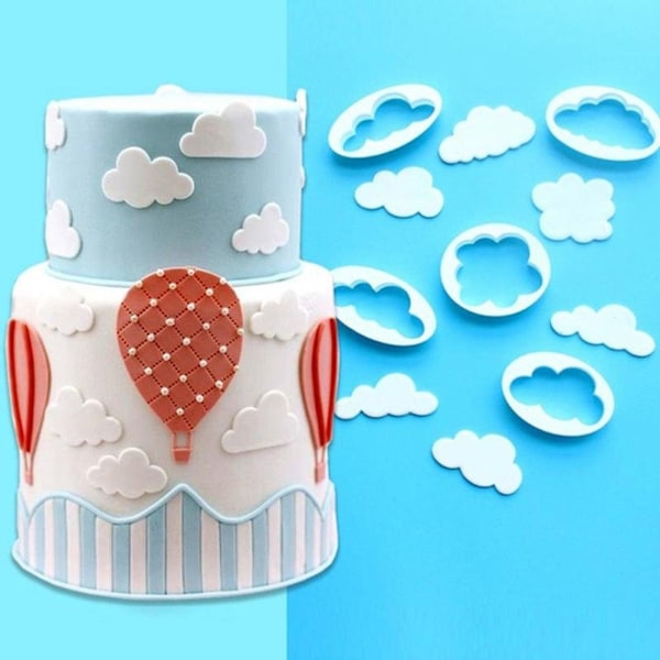 Moln Utstickare 5st | Cloud Cookie Cutter | BakeCake Vit