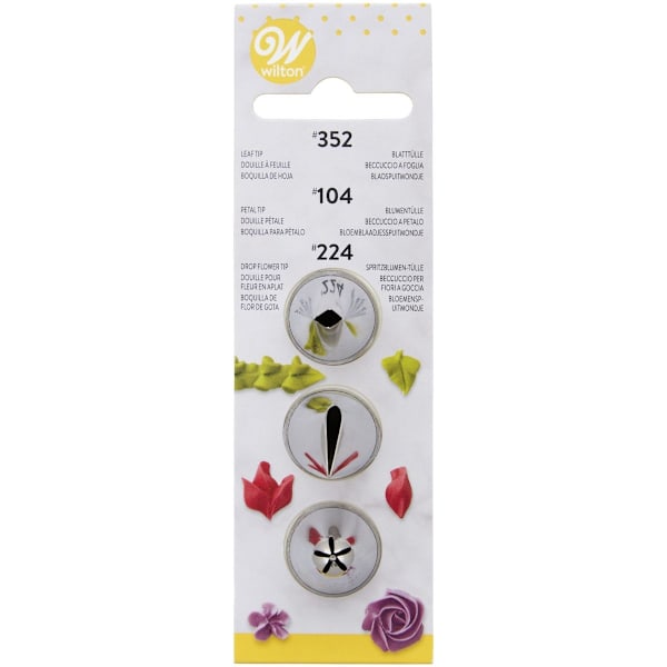 Wilton Dekorations Set #104, #352, #224 Blad Spritsa Spritstyll Vit