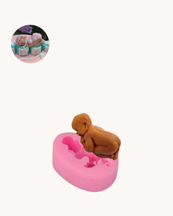 Sovande Bebis Sleeping Baby Babyshower Dop Gjutform - BakeCake Rosa