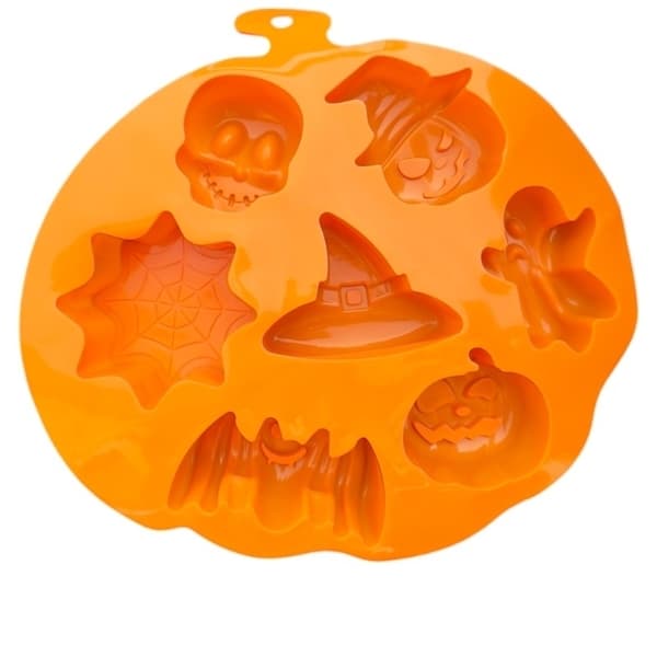 Silikonform för Halloween–7 roliga pumpor, spöken & döskallar