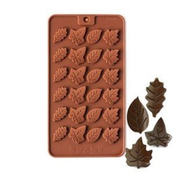 Löv Silikonform Pralinform Chokladform Praliner Blad Form Brun