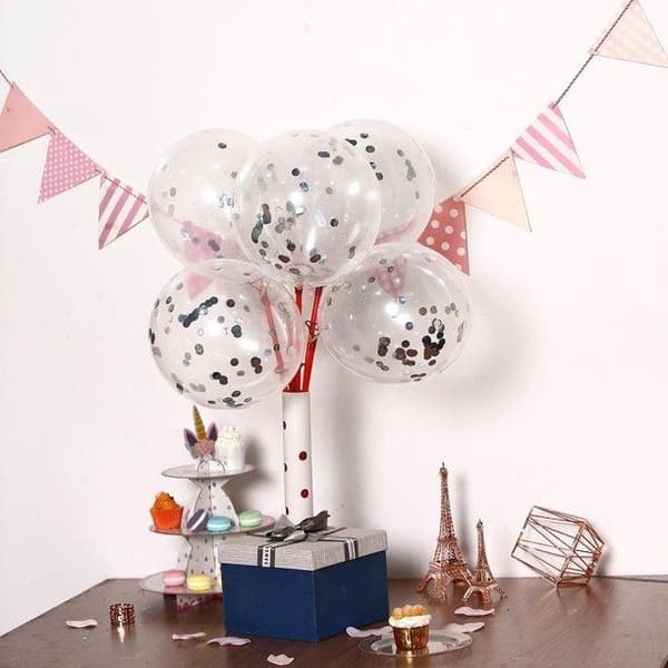 Konfettiballonger Silver 6-pack, 30cm Silver