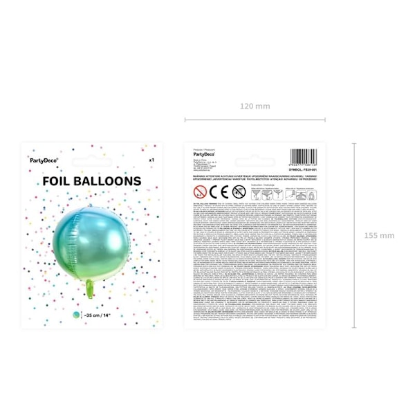 Folieballong Klot - Ombre Grön/Blå Grön