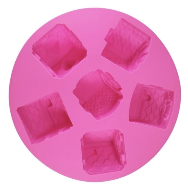 Små Hus Silikonform 3D Gjutform Mini Stugor By Stad Lila