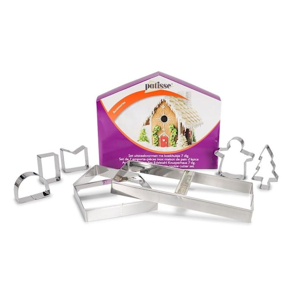 Patisse Mall Pepparkakshus Utstickare Kakmått 7 st Cookie Cutter Cookie House Silver