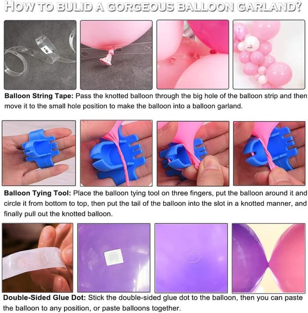 Ballongbåge Kit - Rosa/Vit/Guld Rosa