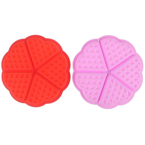 Silikonform Hjärta Våffla 2-pack Röd