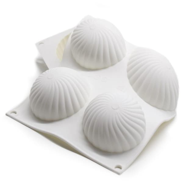 6 Spiral Halvklot Silikonform Semisfär Mousseform Pralinform Dome Vit