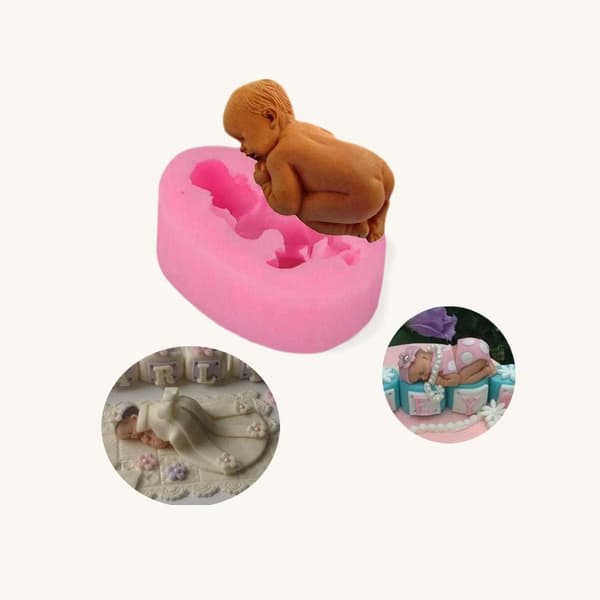 Sovande Bebis Sleeping Baby Babyshower Dop Gjutform - BakeCake Rosa